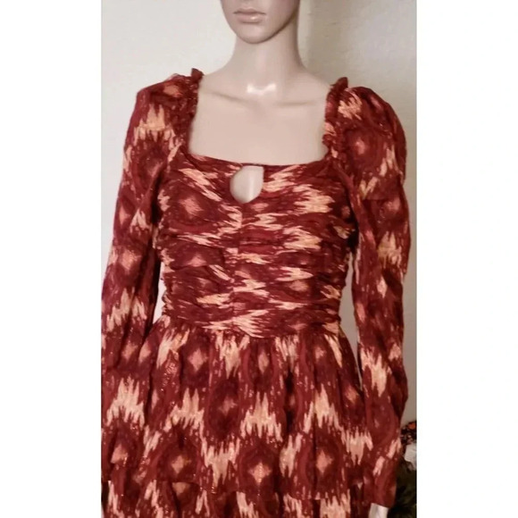 House of Harlow 1960 boho ruffle tiered long sleeve dress size medium - Picture 3 of 10